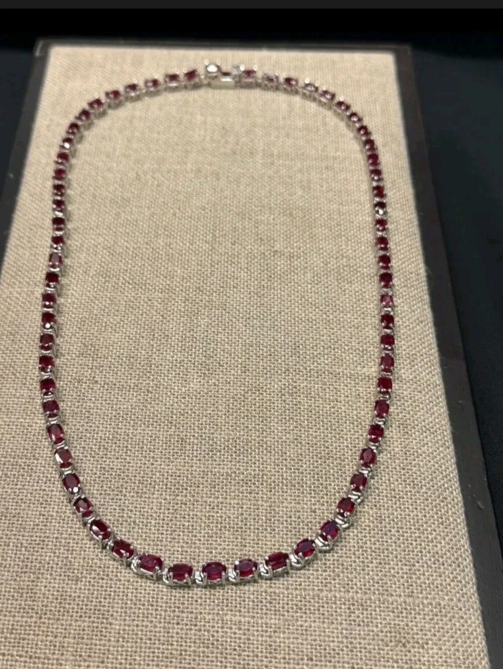 Sterling Silver 43.50 TCW Niassa Ruby Tennis Necklace 20